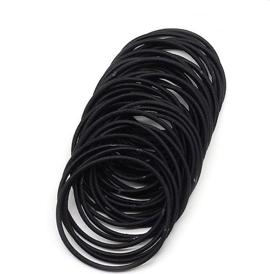 100Pcs Black Elastic Hair Bands Ponytail Holder Head Rope Ties Hats Hair Styling Kids Girl Accessories Scrunchie 100Pcs