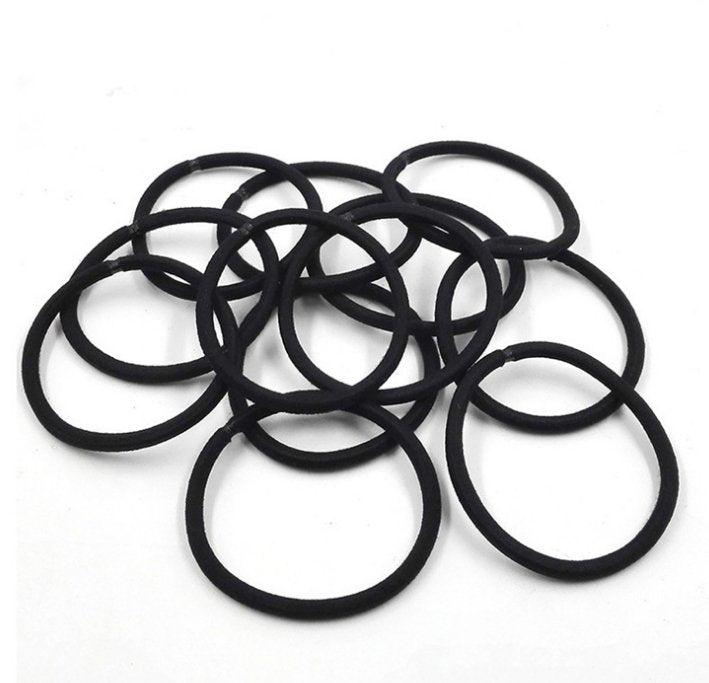 100Pcs Black Elastic Hair Bands Ponytail Holder Head Rope Ties Hats Hair Styling Kids Girl Accessories Scrunchie 100Pcs
