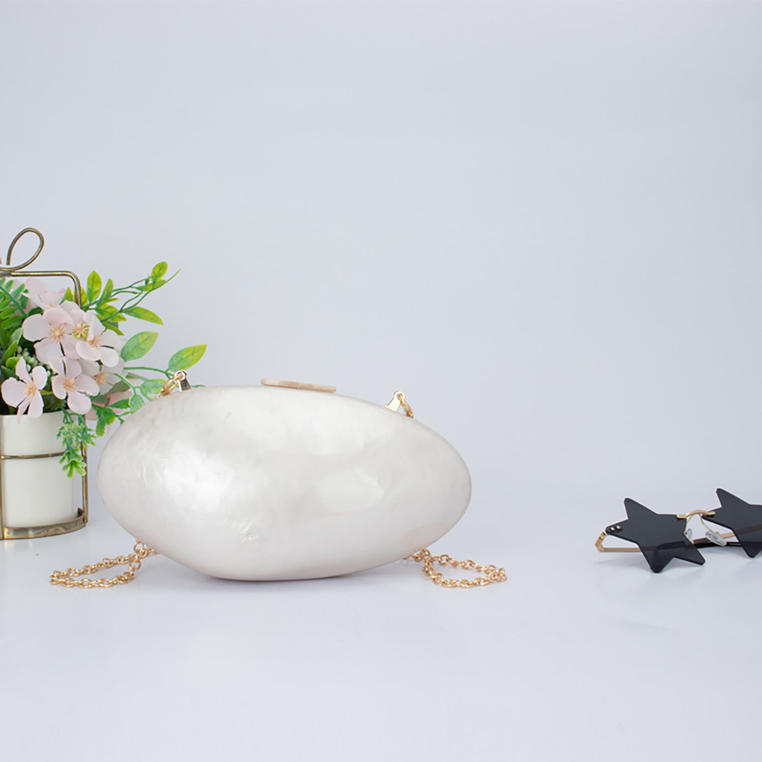 Acrylic Shell Bag Dinner Wedding Clutch Chain Long Shoulder Strap