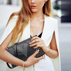 All - Match Lambskin Clutch Bag for Ladies Black