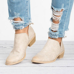 Autumn Women Shoes Retro High Heel Ankle Boots Beige