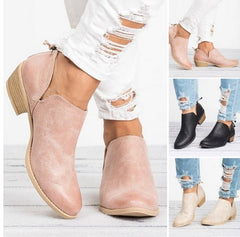 Autumn Women Shoes Retro High Heel Ankle Boots Beige