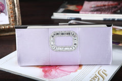 Banquet Buckle Square Diamond Clutch Hand Bag Light Purple