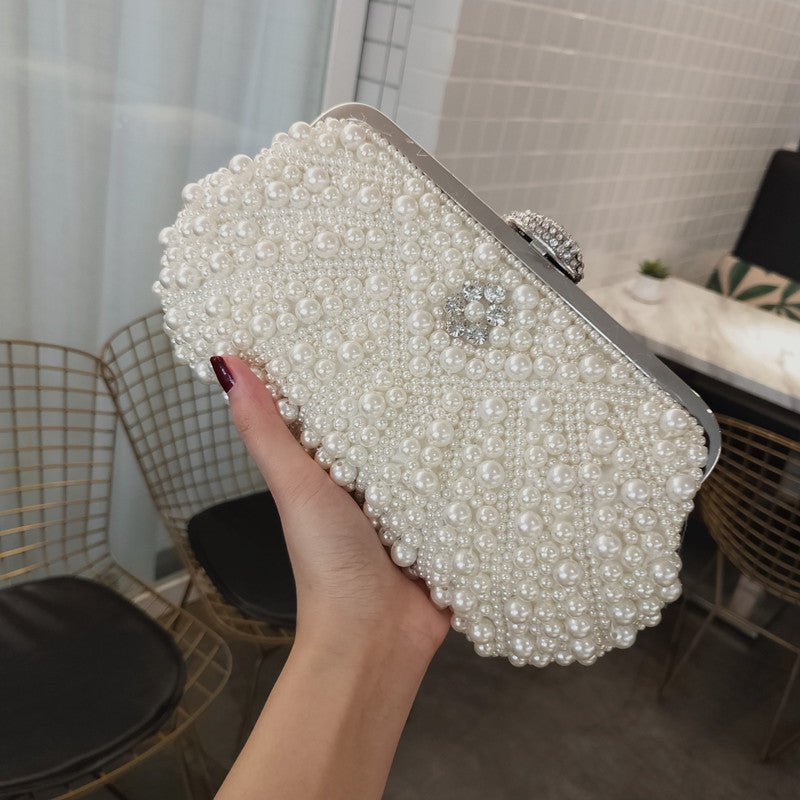 Banquet Pearl Cheongsam Crossover Clutch Bracelet white