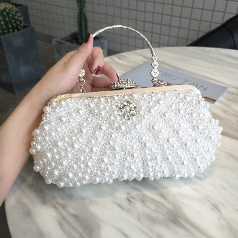 Banquet Pearl Cheongsam Crossover Clutch Bracelet white