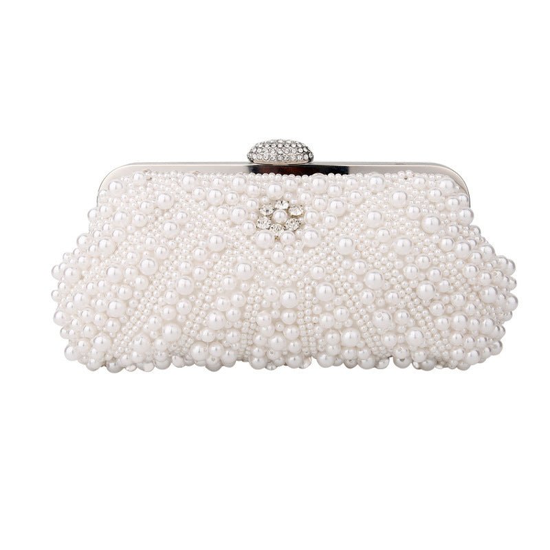Banquet Pearl Cheongsam Crossover Clutch Bracelet white