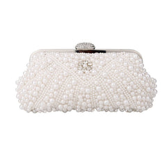 Banquet Pearl Cheongsam Crossover Clutch Bracelet white