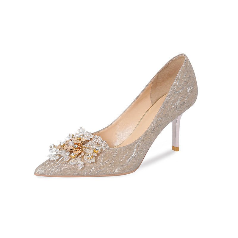 Banquet Sequins Fashion Shoes Pointed Xiuhe Wedding Gold 6cm