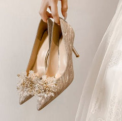 Banquet Sequins Fashion Shoes Pointed Xiuhe Wedding Gold 8cm