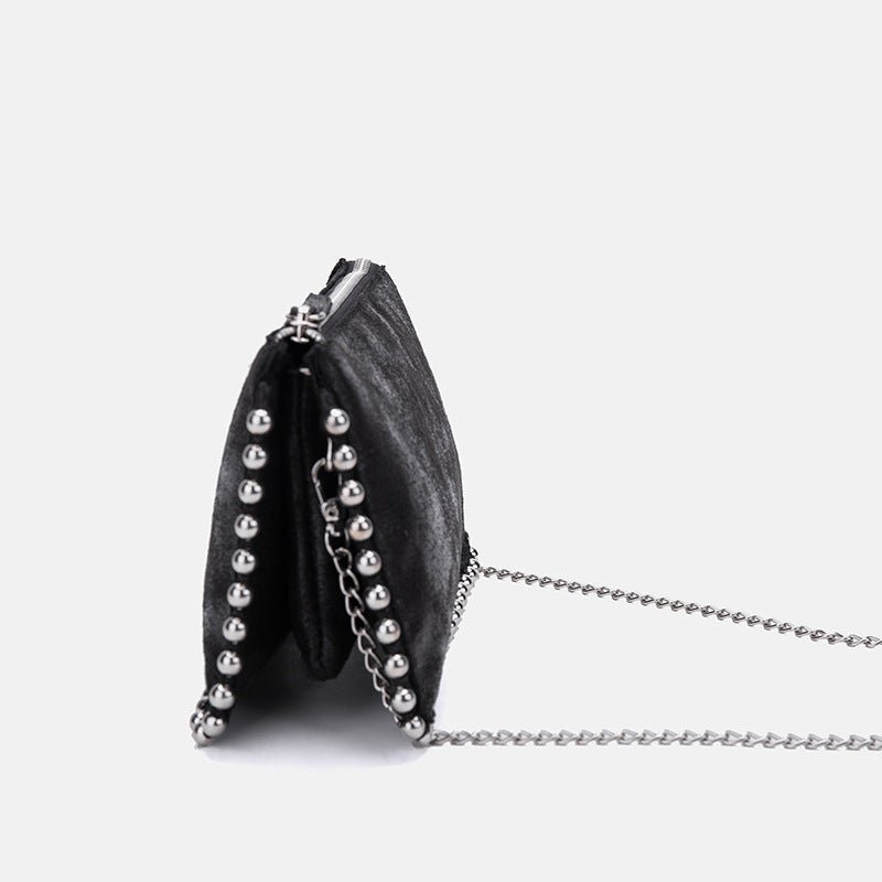 Beaded Black Clutch: Stylish Small Square Wallet for Ladies default