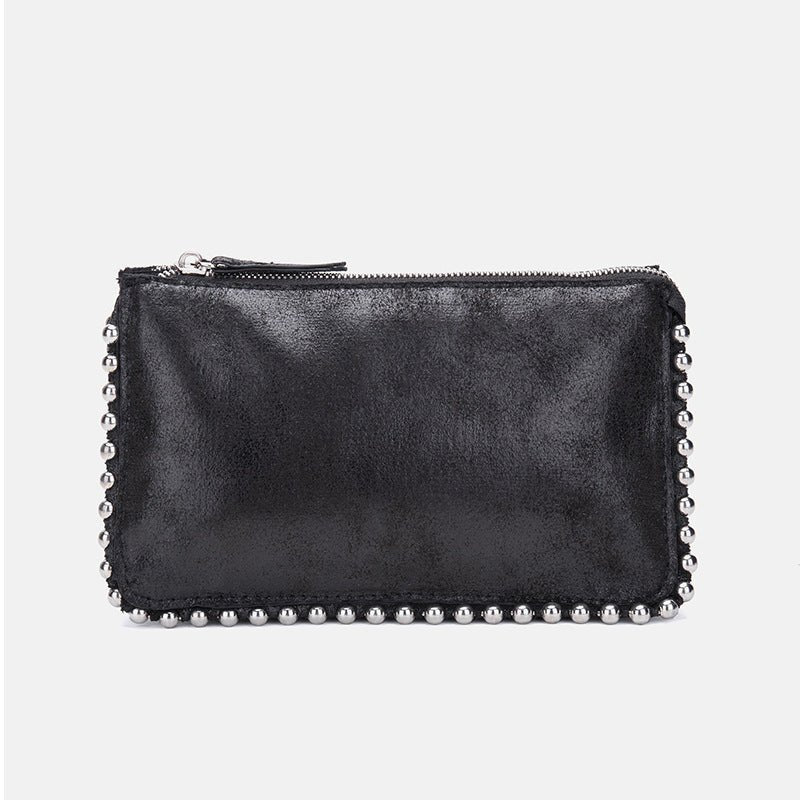 Beaded Black Clutch: Stylish Small Square Wallet for Ladies default