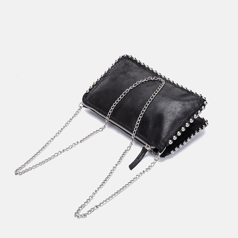 Beaded Black Clutch: Stylish Small Square Wallet for Ladies default