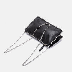 Beaded Black Clutch: Stylish Small Square Wallet for Ladies default