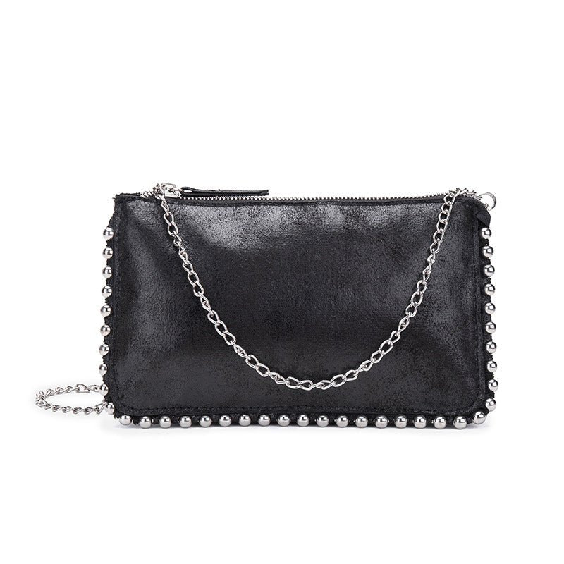 Beaded Black Clutch: Stylish Small Square Wallet for Ladies default
