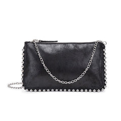 Beaded Black Clutch: Stylish Small Square Wallet for Ladies default