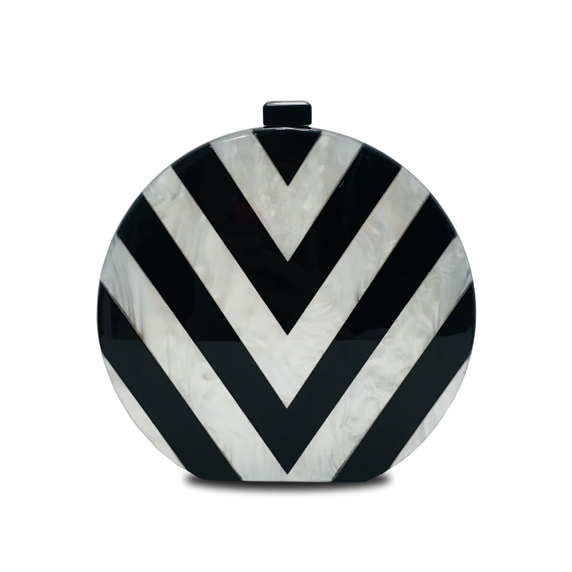 Black and White Geometric Stitching Acrylic Clutch Bag Black and white