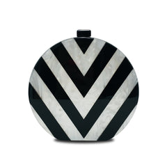 Black and White Geometric Stitching Acrylic Clutch Bag Black and white