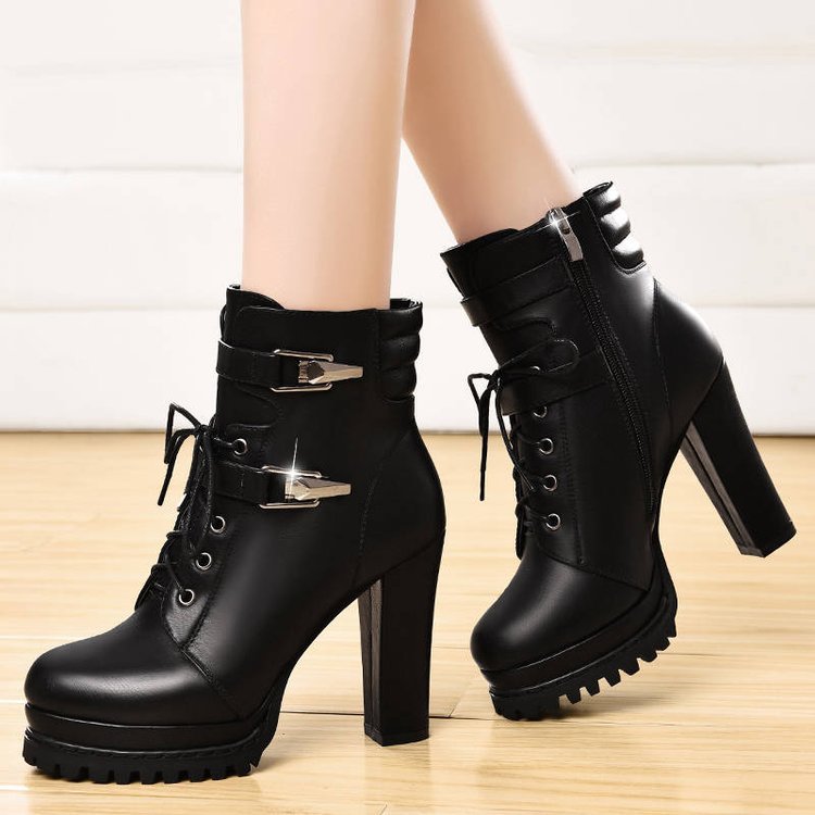 British Style High Heel Women Shoes Black