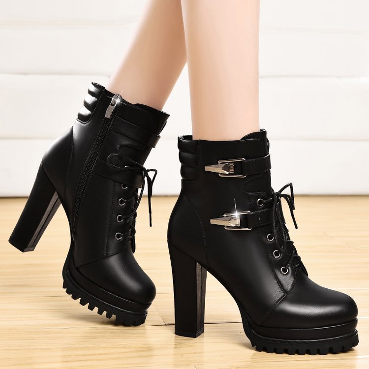 British Style High Heel Women Shoes Black