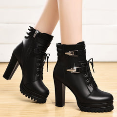 British Style High Heel Women Shoes Black