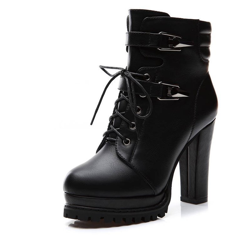 British Style High Heel Women Shoes Black