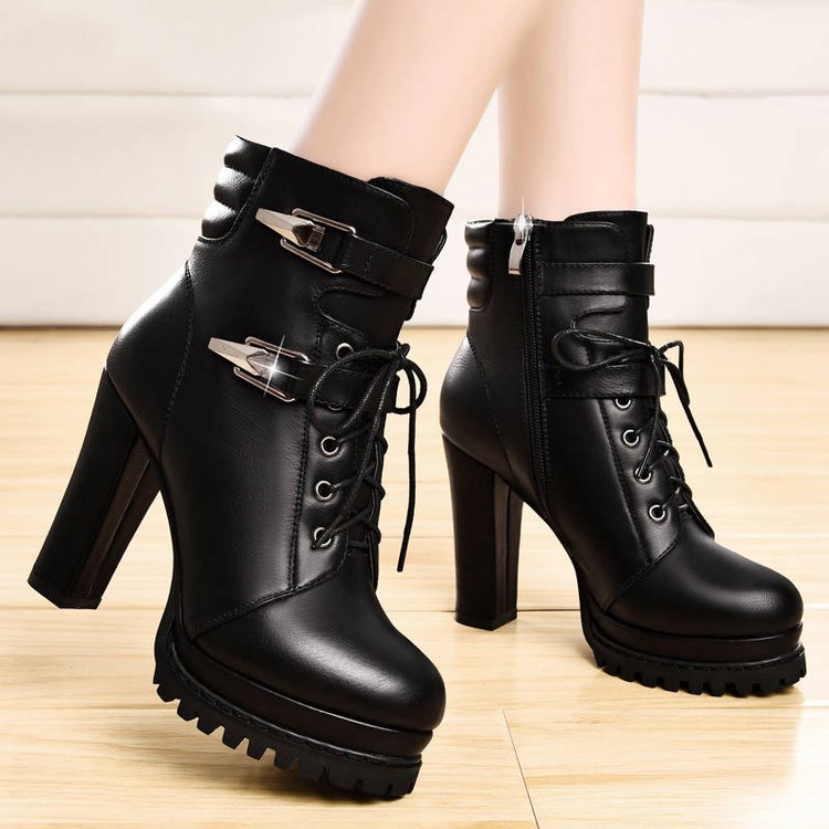 British Style High Heel Women Shoes Black