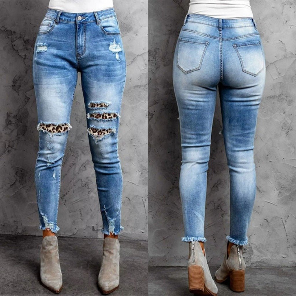 Burrs Tassels Denim Trousers For Women Stylish Trousers Blue