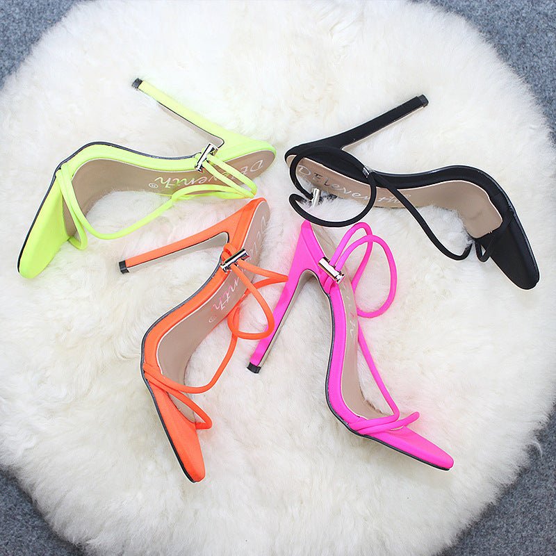 Candy bright high heels plus size women's shoes Black