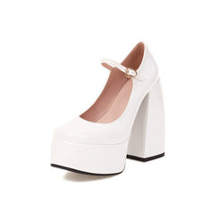 Candy Color Nightclub Waterproof Platform Super High Heel White