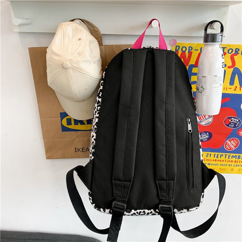 Canvas Backpack with Fashionable Cow Pattern Leopard Print