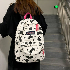 Canvas Backpack with Fashionable Cow Pattern Leopard Print