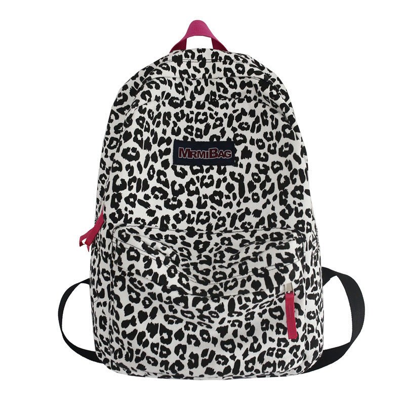 Canvas Backpack with Fashionable Cow Pattern Leopard Print