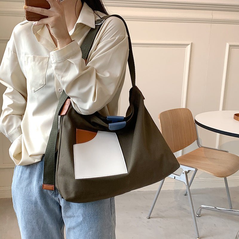 Canvas Clutch Bag for Young College Students Black