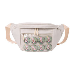 Canvas Shoulder Handbag with Transparent Single Side Off white