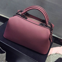 Casual Boston Clutch Handbags Dark Pink