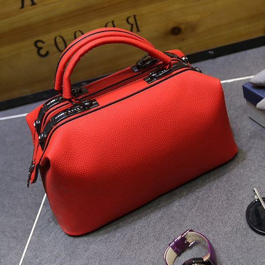 Casual Boston Clutch Handbags Red