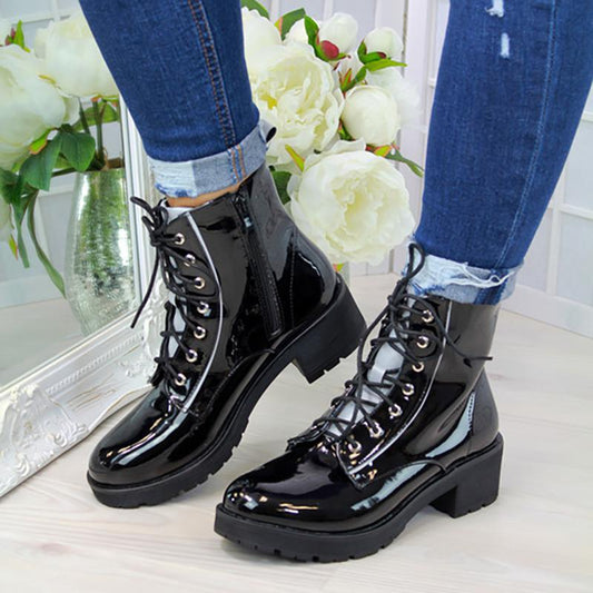 Casual lace - up flat shoes for women Black
