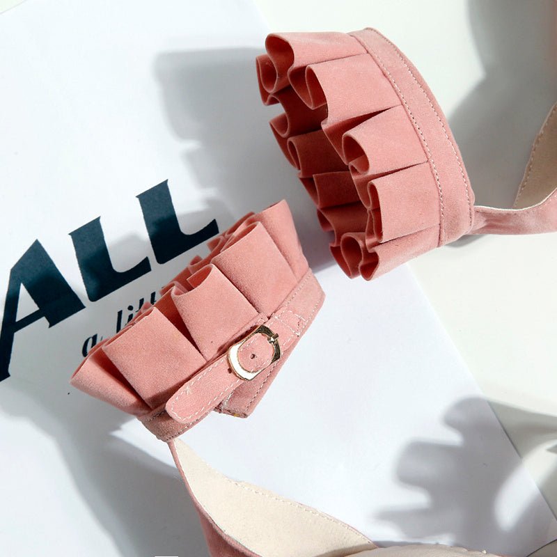 Casual pleated lace stiletto heels Yellow