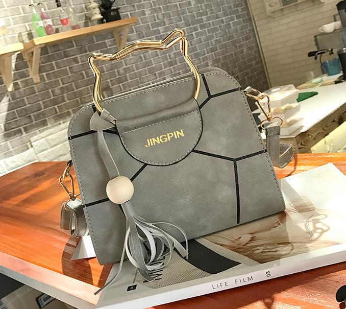 Cat Portable Printed Shoulder Bag for Women's Fashion Casual Gray