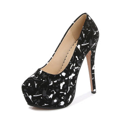 Catwalk Large Size Waterproof Platform high Heels Shallow Mouth Shoes White