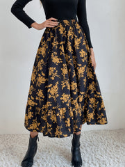 Chic Leopard Print Slim Skirt: Elevate Your Elegance Black Golden Flower