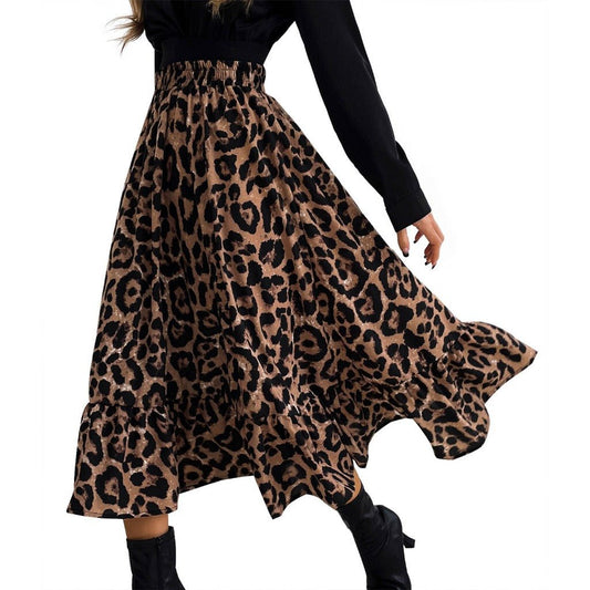 Chic Leopard Print Slim Skirt: Elevate Your Elegance Black Golden Flower