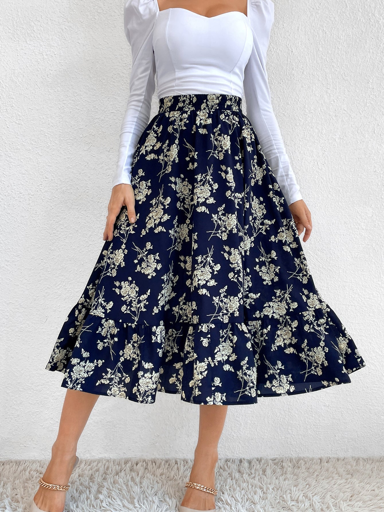 Chic Leopard Print Slim Skirt: Elevate Your Elegance Dark Blue