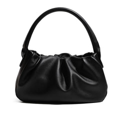 Chic Pleated Clutch: French - Inspired Simple Shoulder Bag Black
