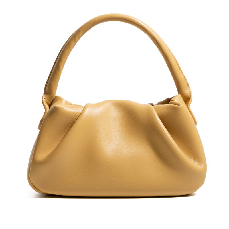 Chic Pleated Clutch: French - Inspired Simple Shoulder Bag Yellow