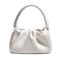 Chic Pleated Clutch: French - Inspired Simple Shoulder Bag White