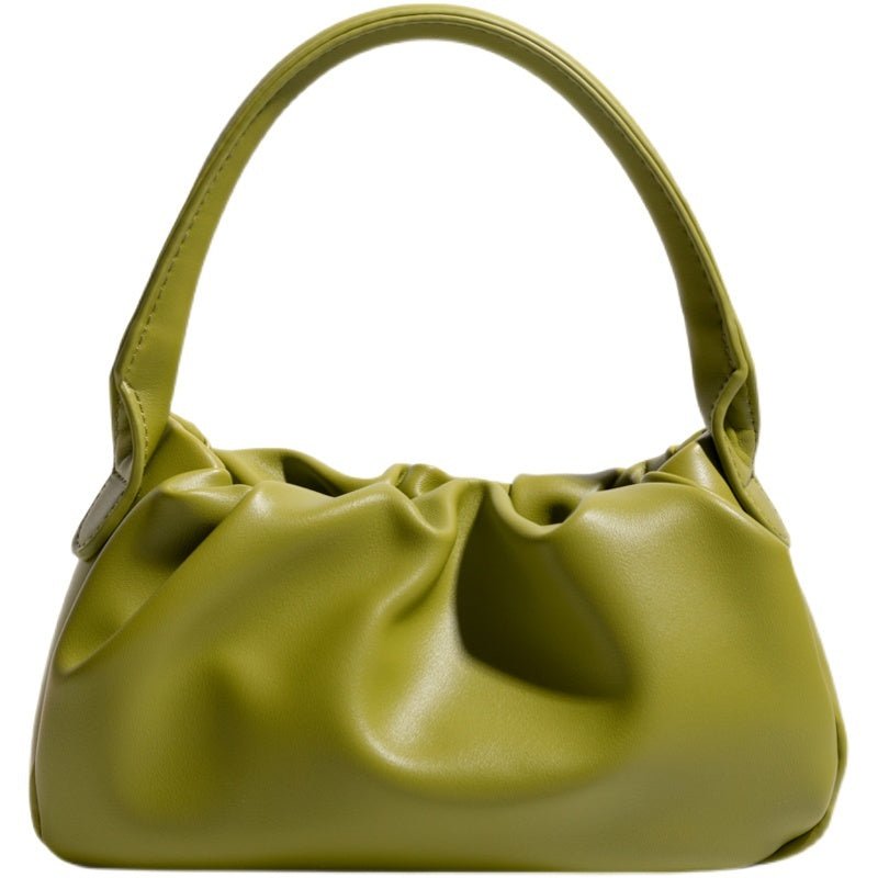 Chic Pleated Clutch: French - Inspired Simple Shoulder Bag Green