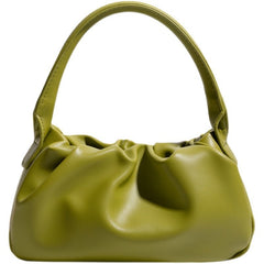 Chic Pleated Clutch: French - Inspired Simple Shoulder Bag Green