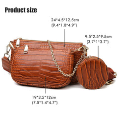 Chic PU Leather Clutch: Three - Piece Crossbody Bag Set Black