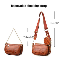 Chic PU Leather Clutch: Three - Piece Crossbody Bag Set Black